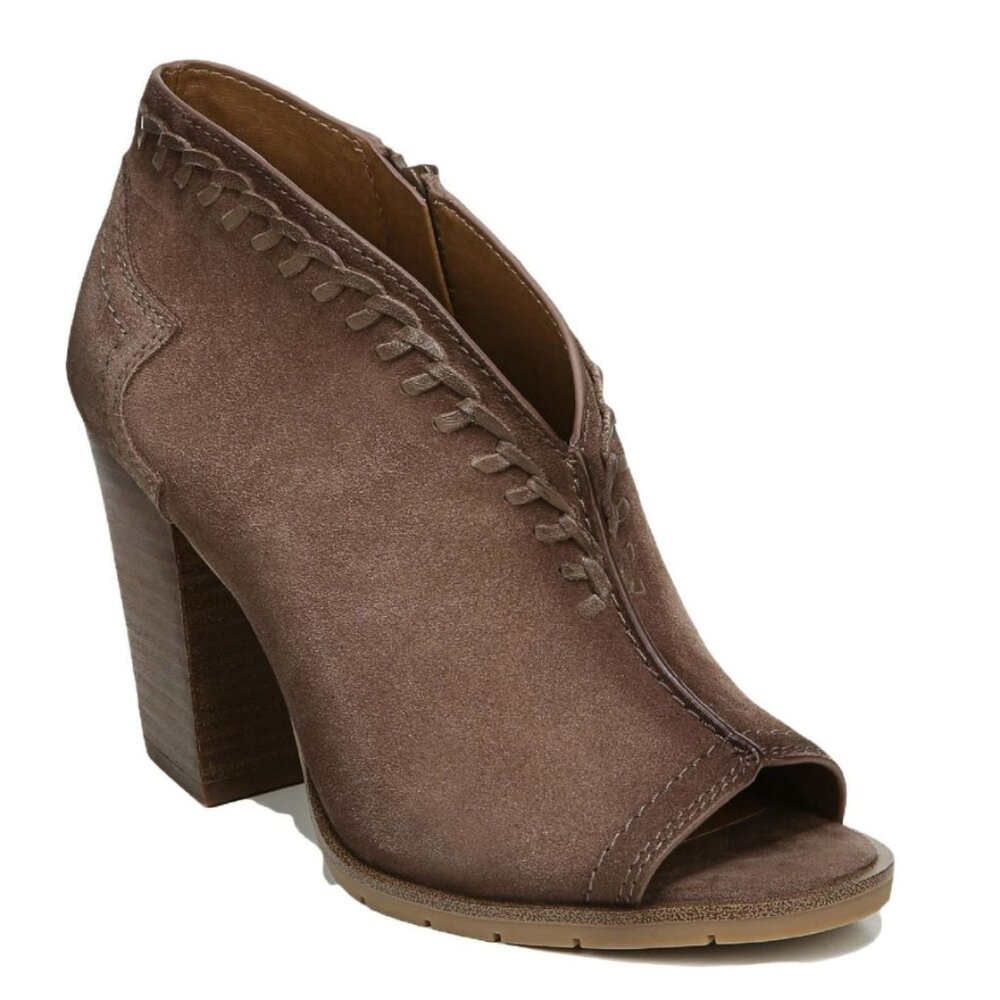 Zodiac Mia Brown suede Western stitch style peep toe bootie